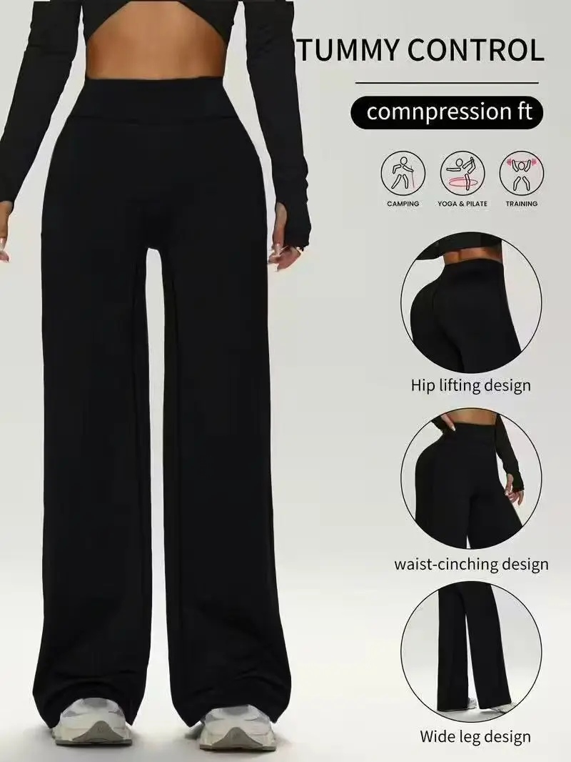 Women's Soft Straight Leg Workout Pants Breathable Lightweight Solid Color Loose Fit for Outdoor Sports Yoga Jogging