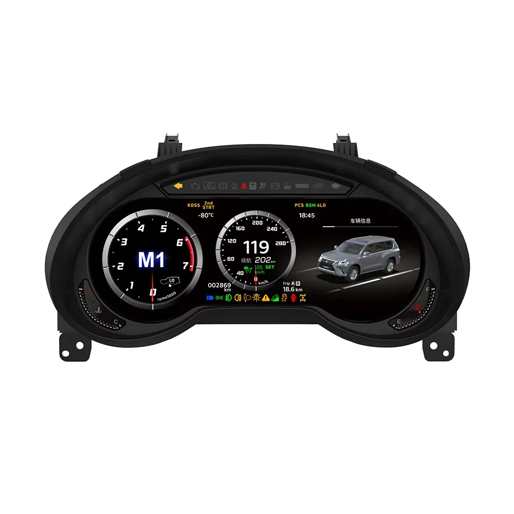 Car Digital Cluster Virtual Cockpit for   GX LCD  Instrument Panel 2010-2021 Head Unit Speed Meter Screen