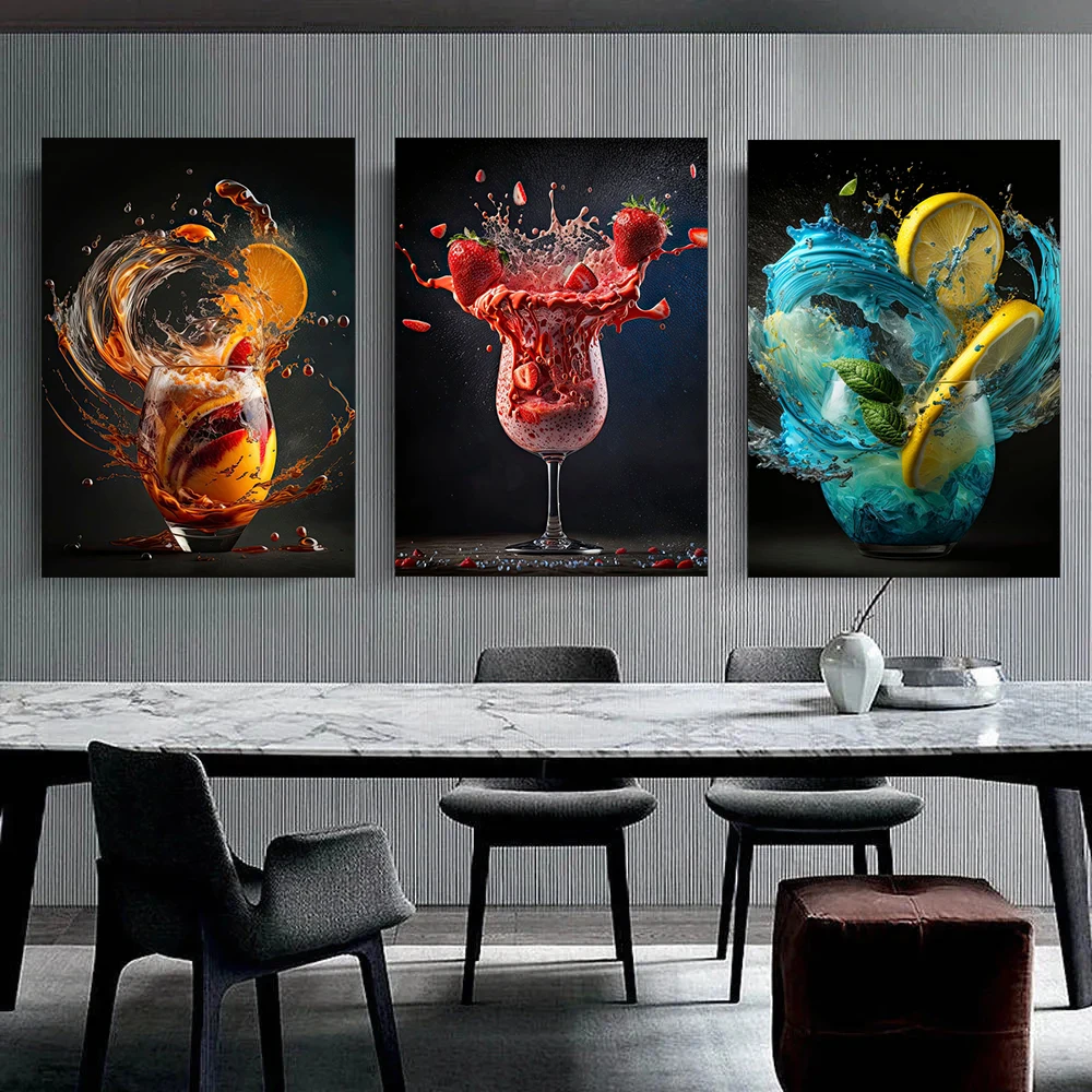 

Abstract Colorful Cocktail Exploration Rendered Posters Prints Bar Painting Wall Art Pictures for Restaurant Drinking Room Decor