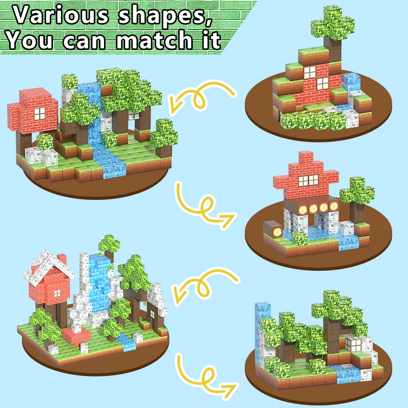 48/85/104/154PCS magnetic building block toys, DIY magnetic block toys, let children learn to build space, easy to assemble