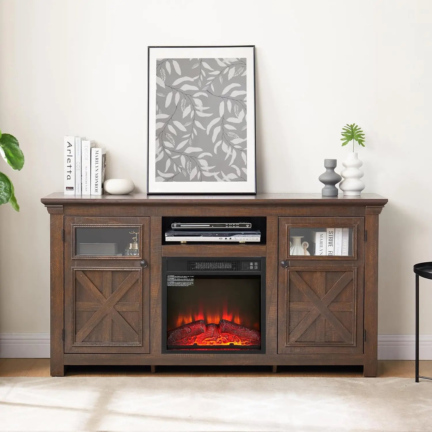 Farmhouse TV Stand Entertainment Console with 18