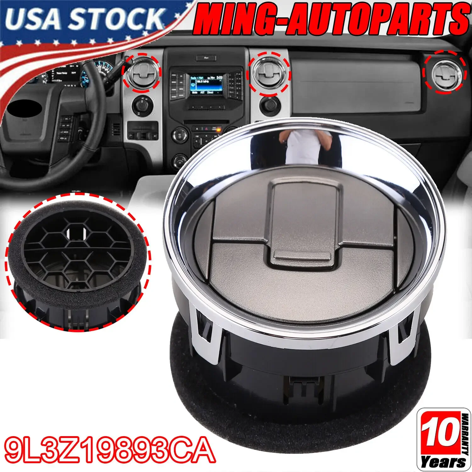 

Воздуховыпускное отверстие обогревателя переменного тока, вентиляционное отверстие приборной панели, жалюзи 9L3Z19893CA, совместимые с Ford F150 2009-2014 гг.