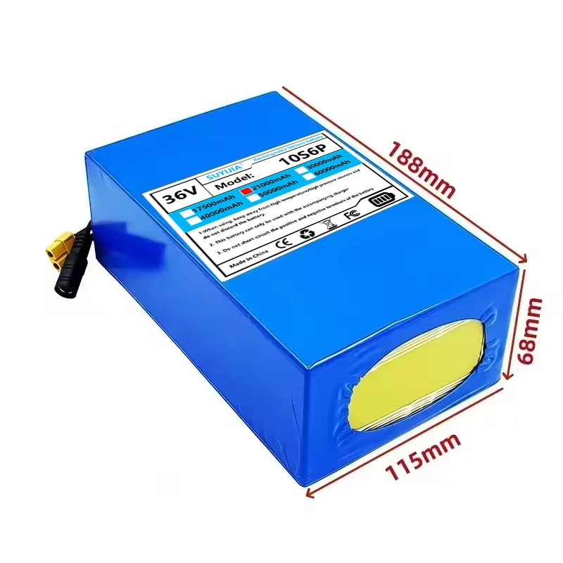 10S6P 36V 21000mAh Batterie Li-ion Rechargeable Haute Capacité 18650 Intégrée BMS Adaptée À La Batterie De Scooter Électrique