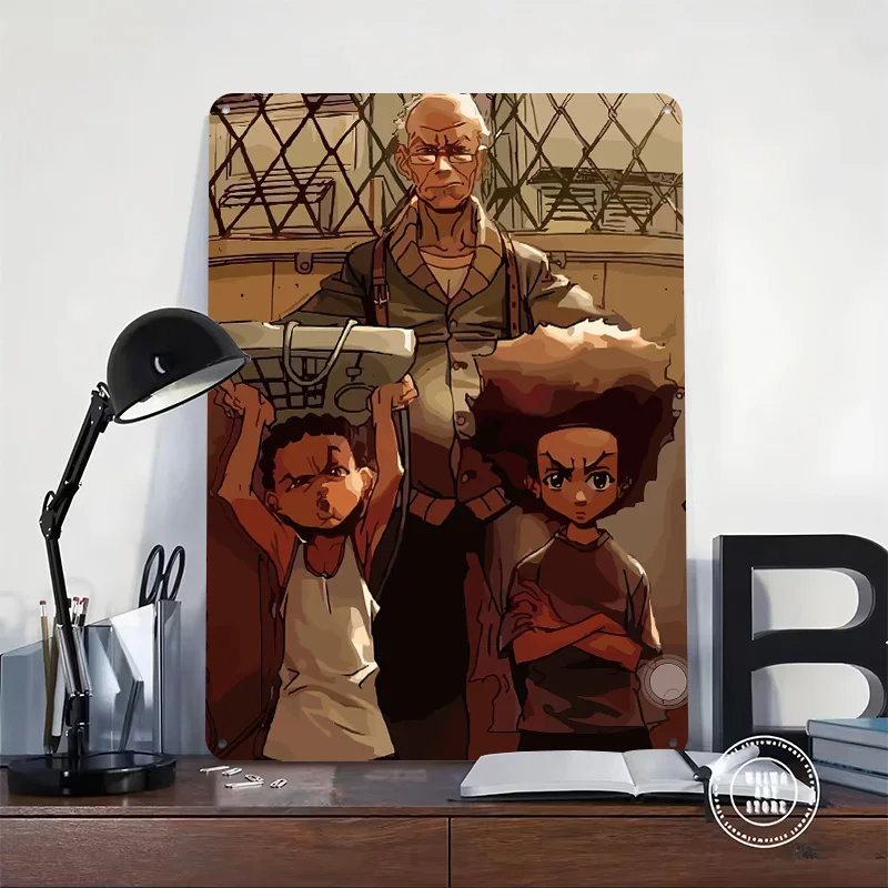 The Boondocks: Huey Riley Grandad Tinplate Poster Customized Wall Art Vintage Metal Signs Retro Tin Plaque for Home Decor Items