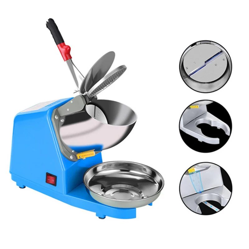 كسارة الجليد الكهربائية شفرة مزدوجة 85 كجم/ساعة ماكينة حلاقة عصير مخروط الثلج كتلة الجليد كسر طاحونة الحليب الشاي متجر معدات الحلاقة الجليد