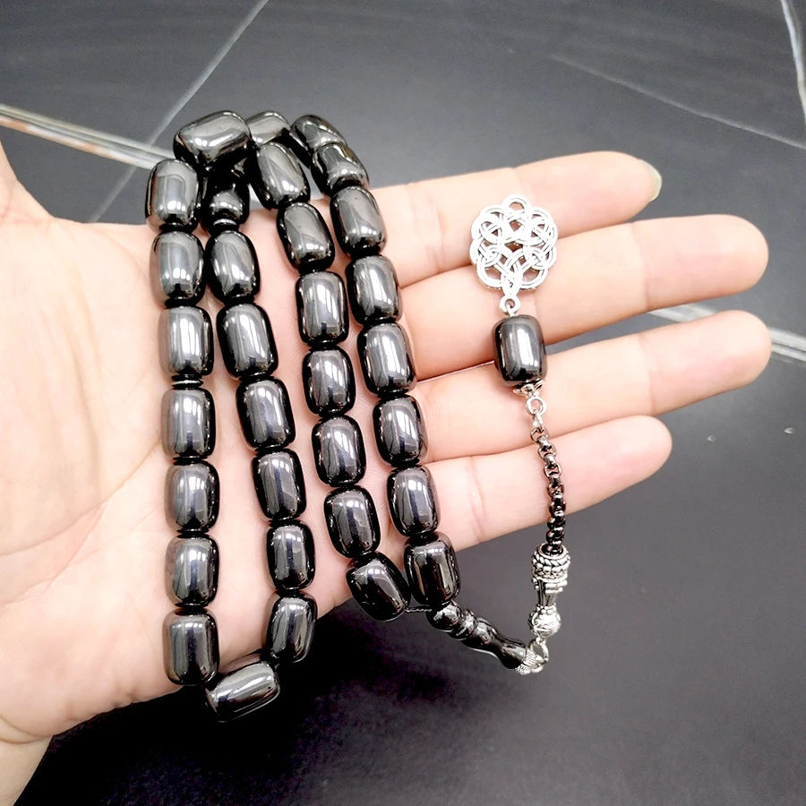 Gulf style Tasbih Natural hematite stone misbaha 33 prayerbeads arabic bracelet eid gift accessoriy turkey jewelry