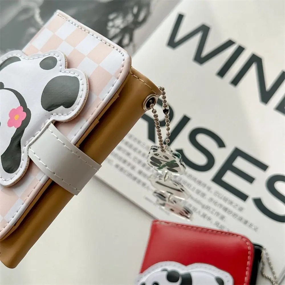 Change Bag PU Panda Wallet Short Card Bag PU Leather Coin Purse Fold with Pendant Women