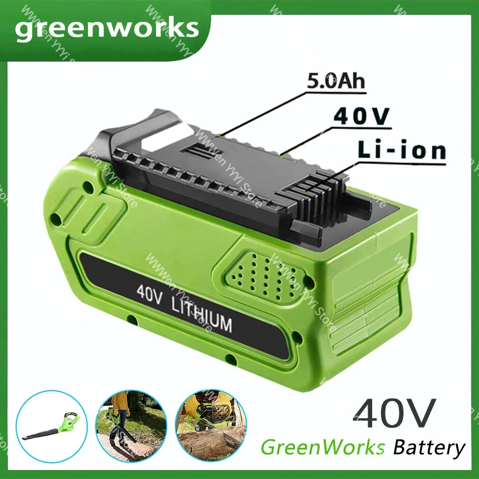 

40V 5000mAh GreenWorks Replacement Battery 29462 29472 40V 5.0Ah Tools Lithium ion Rechargeable Battery 22272 20292 22332 G-MAX