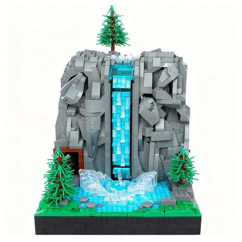 2381pcs MOC BrickLink Designer Program Working Waterfall Model Toys Building Blocks Architecture Christmas Gift Assemble Brick