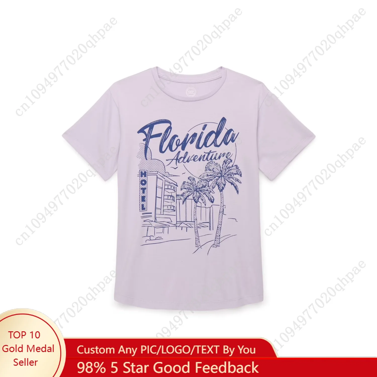 Camiseta gráfica Wonder Nation Girls Florida Adventures com mangas curtas, tamanhos 4-18