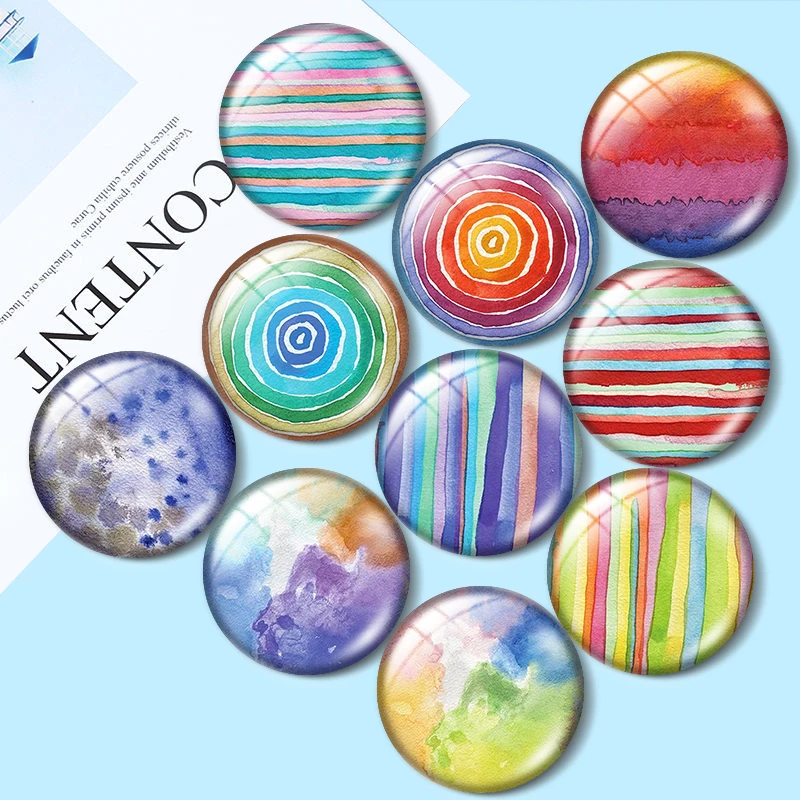 

Colorful Dots 12mm/18mm/20mm Round glass cabochon flat back Making findings for bracelets