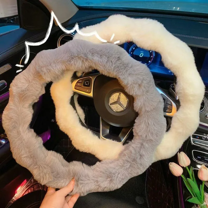 Bubble Fleece Steering Wheel Cover Universal Woolen Car Sleeve for Men and Women Autumn and Winter Car Steering Wheel Cover
