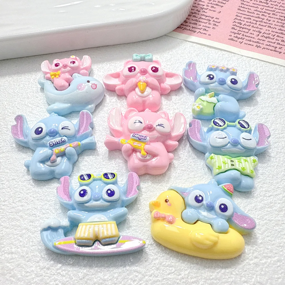 5 шт., маленький мультяшный мальчик, Disney Stitch, смола, плоская задняя часть, сделай сам, подвески для мобильного телефона, шпилька, повязка на голову, кулон, аксессуары из смолы