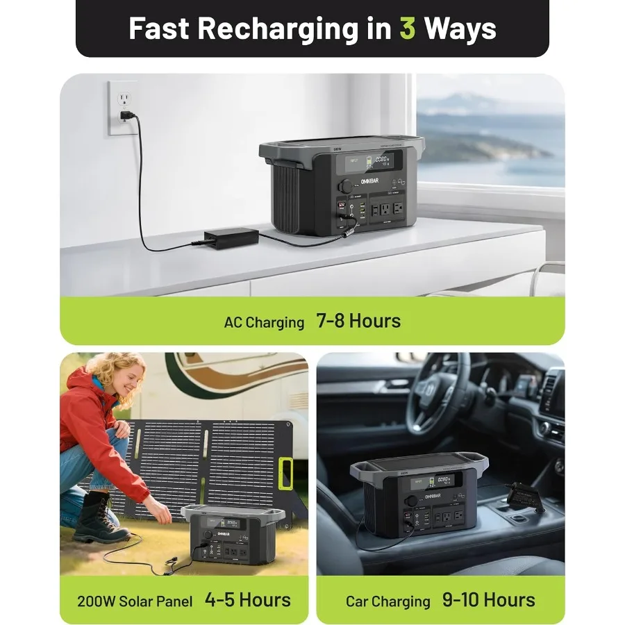 Estação de energia portátil 600W 655Wh 182 000mAh Gerador solar com saída USBC de 100W 120V Tomadas CA de onda senoidal pura para exterior C
