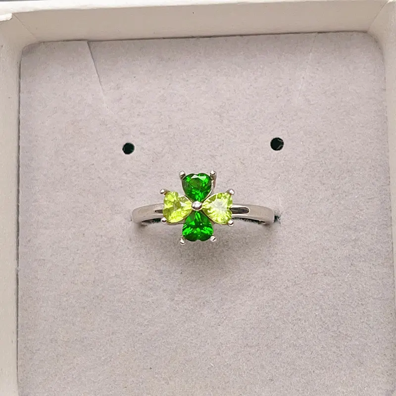 

Real Chrome Diopside Ring with Certificate Natural Russian Diopside Flower Ring with Certificate 925 Silver Gemstone Jewelry