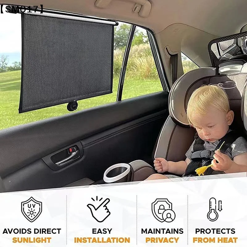 Retractable Car Side Window Sunshade UV Blocking Roller Curtain Mesh PVC Sun Protection Cover Summer Car Travel Accessory【SMQ】 view 4