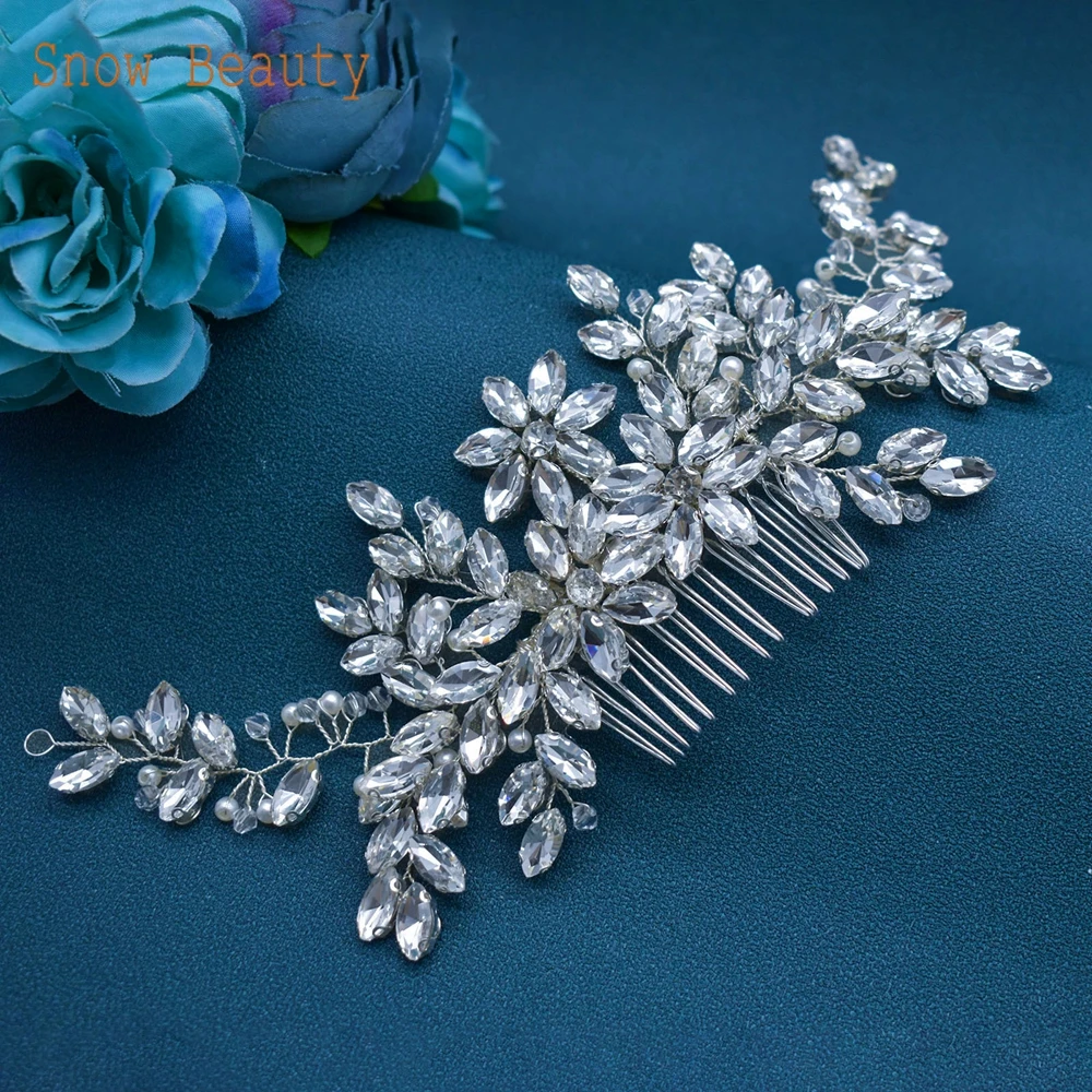 Flower Hair Combs para Mulheres, Hairband, Wedding Jewelry, Rhinestone Noiva Hairpin, Clips de cabelo, Tiara, Bridal Hair Accessories, A488