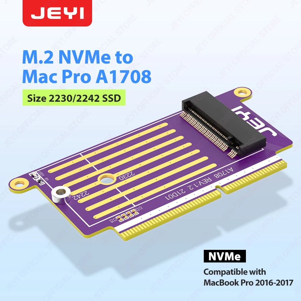 JEYI M.2 NVME SSD Convert Adapter for SSD MacBook Pro 2016-2017 A1708 – Connector 22 + 34 Points