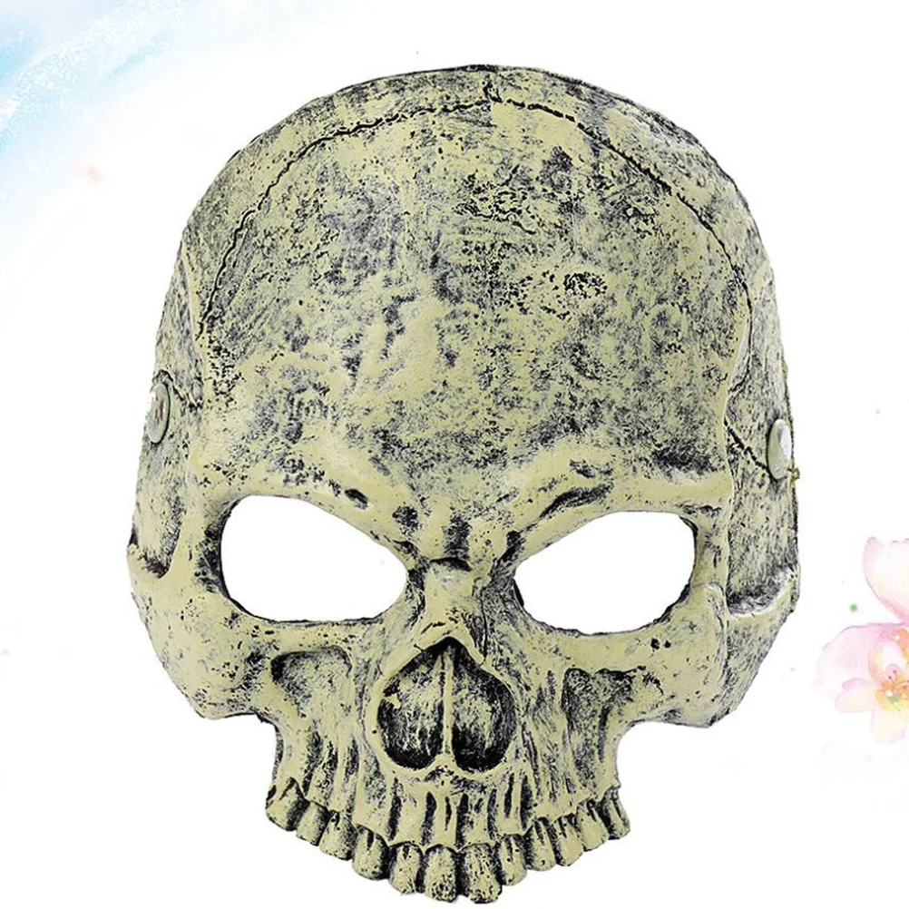 Halloween Party Mask Skull Cover Mask Cosplay Half Face Mask Horrible Scary Mask Masquerade Party Decor (Grey and White)