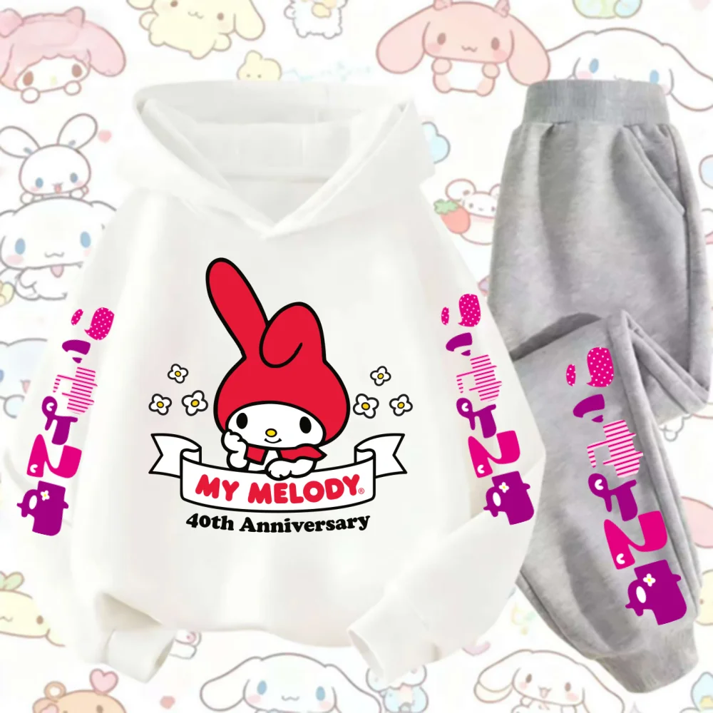 ميلودي كارتون الأطفال مقنعين البلوز + السراويل قطعتين مجموعة صبي فتاة الخريف الشتاء اليومية في الهواء الطلق عطلة الدافئة لينة ملابس رياضية