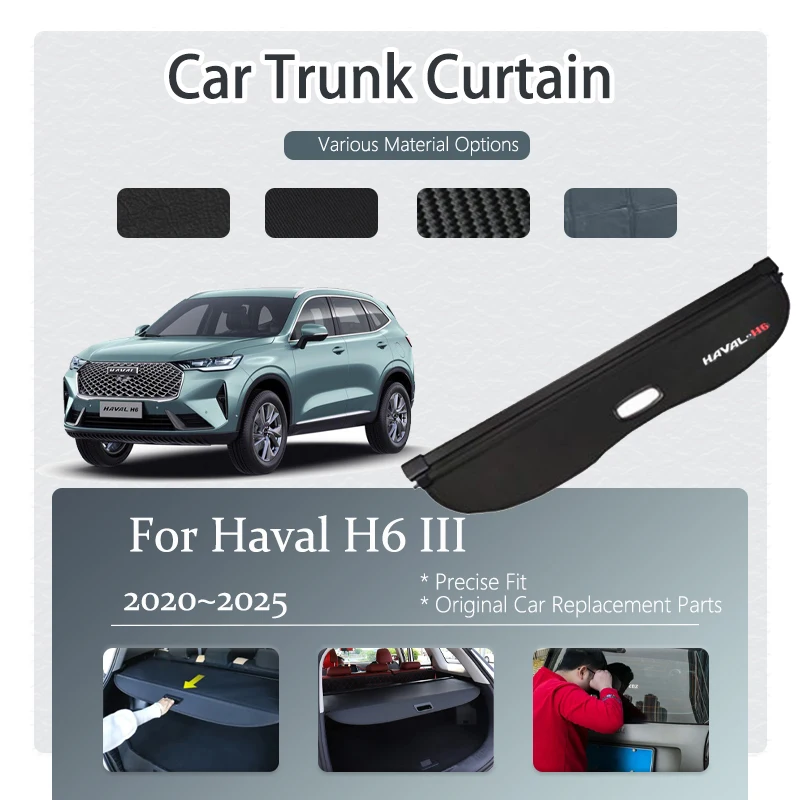 

Car Trunk Curtain Covers For Haval H6 H6S HEV MK3 2020~2025 Security Retractable Trunk Rack Partition Shelters Auto Accessories