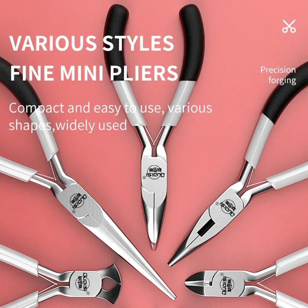 1Pcs Needle Nose Pliers Jewelry Making Plier Round Bent Diagonal Mini Pliers 5 Inch Handcraft Beading Insulated