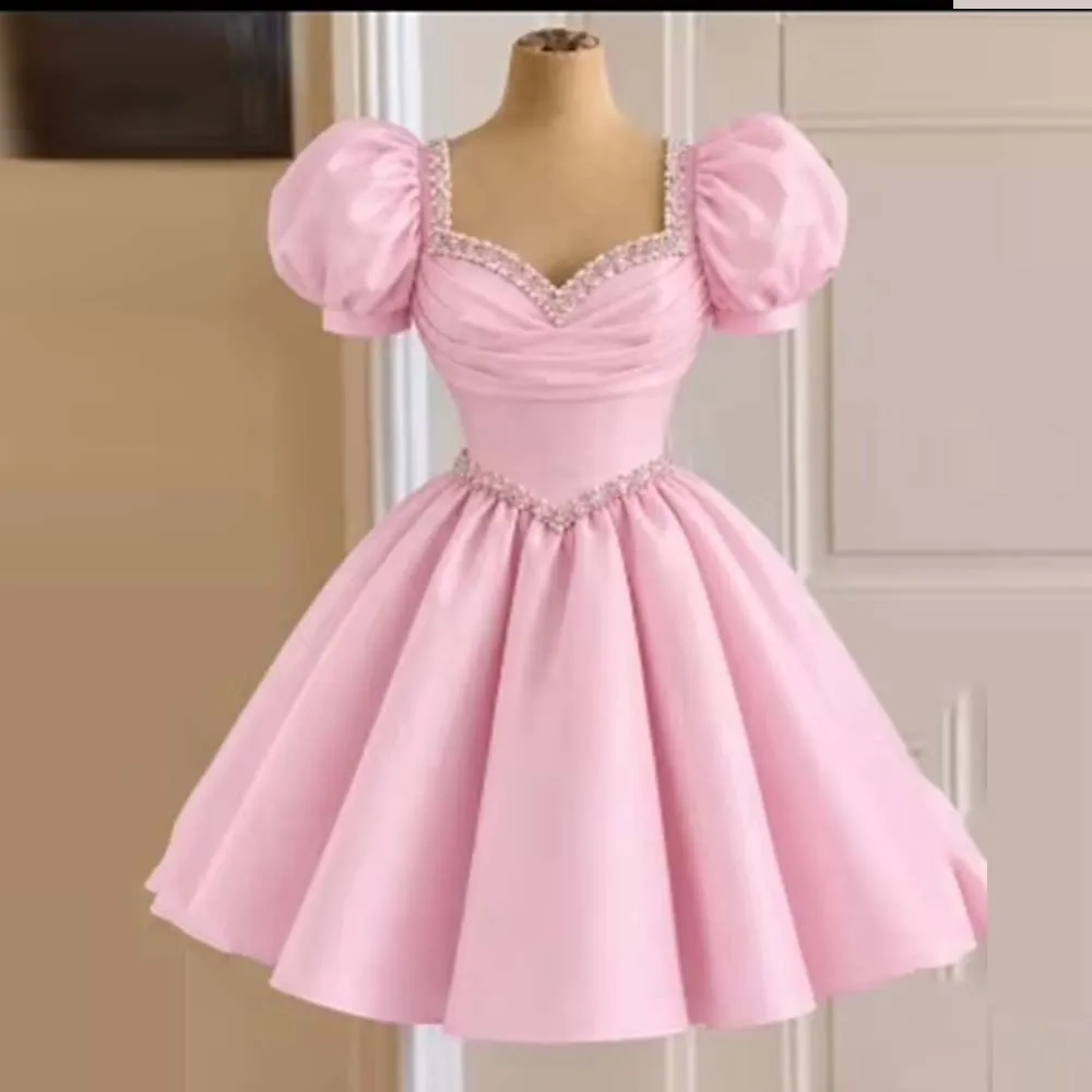 Modern Customized Strapless Cocktail Dress Mini Short Cocktail Gown Formal Party Wedding Gown A Line Beading Prom Dress