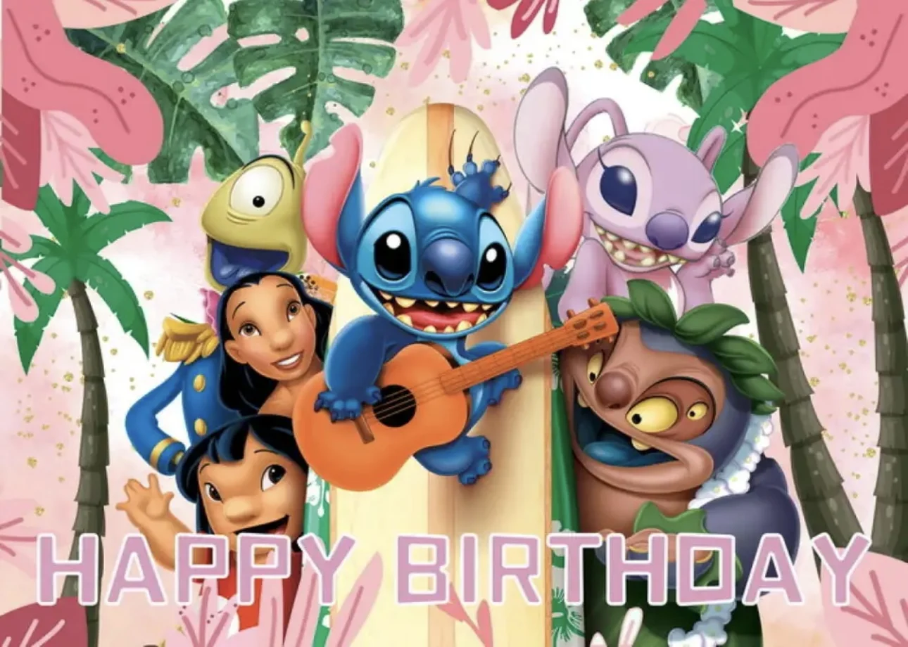 Halo Lilo e Stitch Party Backdrops, Decoração de Feliz Aniversário Infantil, Decorações de fundo fotográfico, Decoração Infantil