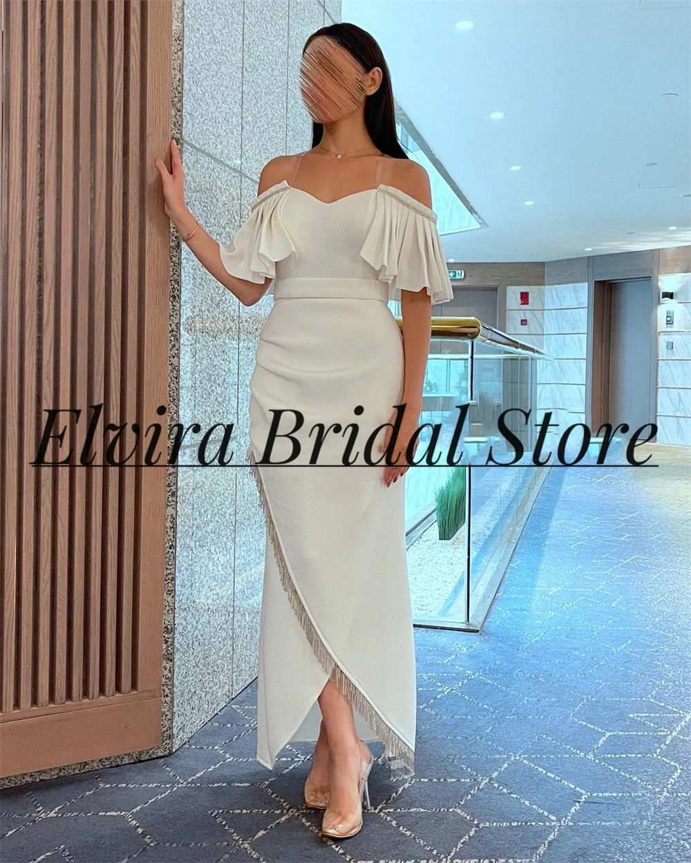 Customized Patchwork Prom Gown Short Sleeve White Ruffles Sweetheart Neck Sexy Backless Evening Dresses fot Women فساتين الحفلات