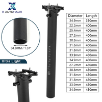 X Autohaux Bike Seat Posts Ultra Light Bike Saddle Post Seat Tube Matte Black 22.2 25.4 27.2 34.9x350mm 400mm 450mm Carbon Fiber