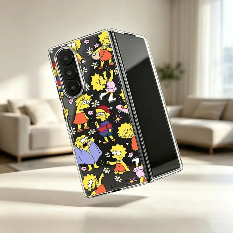 Cartoon Cute Simpson Case for Samsung Galaxy Z Fold 8 Ultra ZFold7 ZFold5 ZFold6 Z Fold 7 6 5 4 3 ZFold3 ZFold4 Transparent Soft
