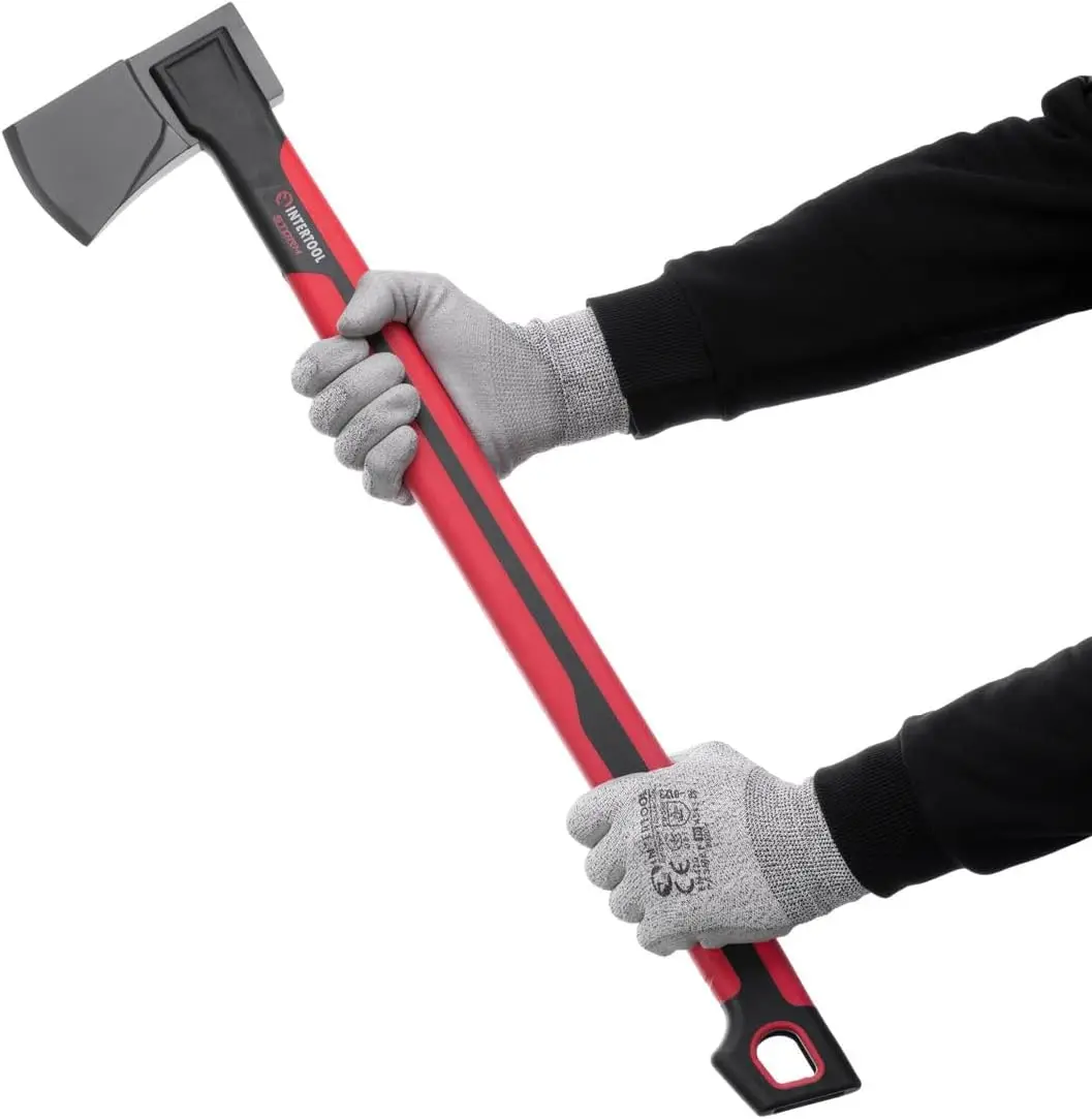 Hacha de 28 Pulgadas para Cortar Árboles, Partir Leña y Acampar con Empuñadura Antideslizante y Funda