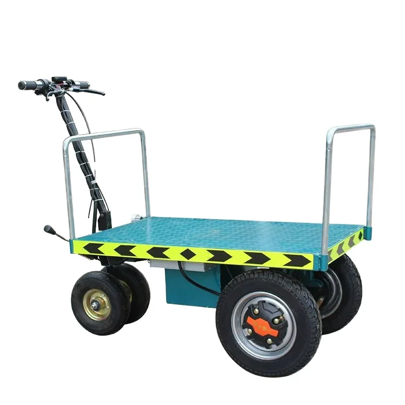 Portable Folding Electric Trolley Truck Flatbed Trailer Elevator Pull Shopping Storage Tool Usage Durable Steel Wood Materials