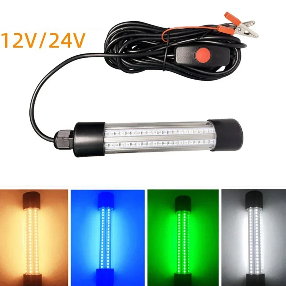 12V/24V LED Fishing Light IP68 Waterproof Lures Fish Finder Lamp Attracting Bait Submersible Underwater Fishing Light Accessory