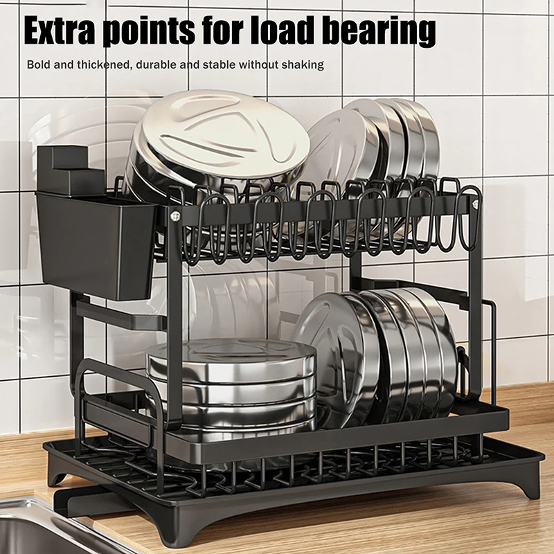Double-Layer Kitchen Dish Drying Rack Detachable Bowl Chopsticks Storage Shelf