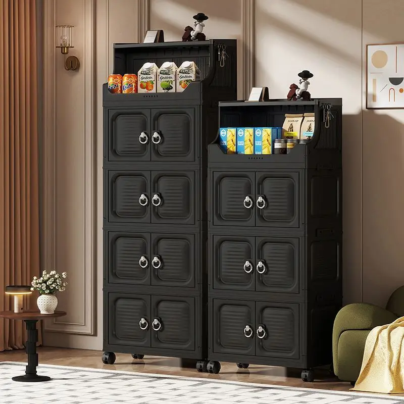 Gabinete de almacenamiento plegable Serie Negra plegado y apilado para ahorro de espacio