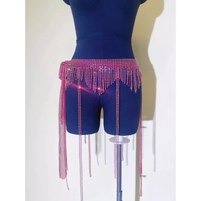 Customized Belly Dance Belt Waist Chain Mesh Hip Scarf No.12 Premium Large Diamond Samba Carnival Costumes Exotic Dancewear