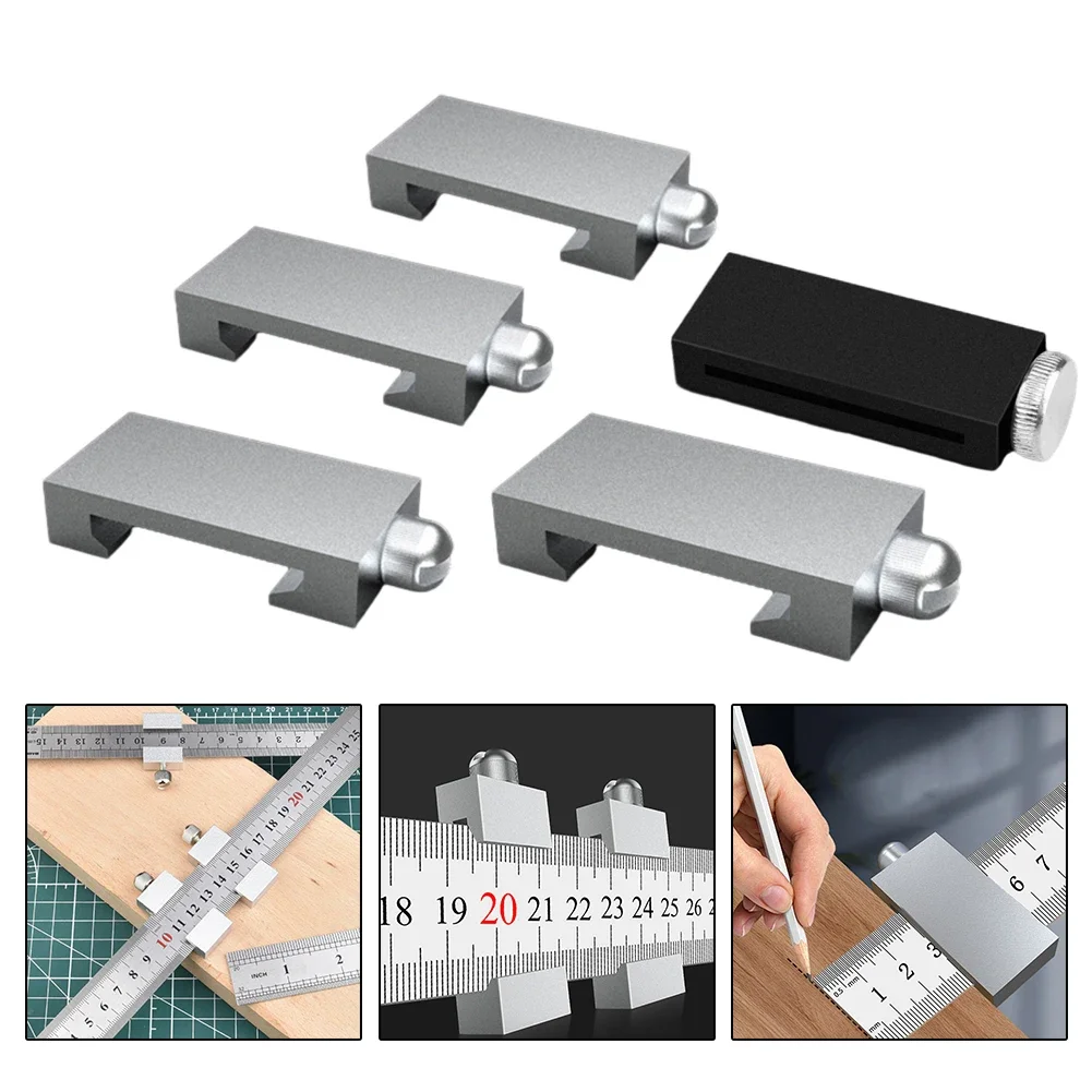 1pcs Carpenter Carpentry Square Woodworking Tools Carpentry Steel Ruler Positioning Limit Block Measuring Marking Gauge