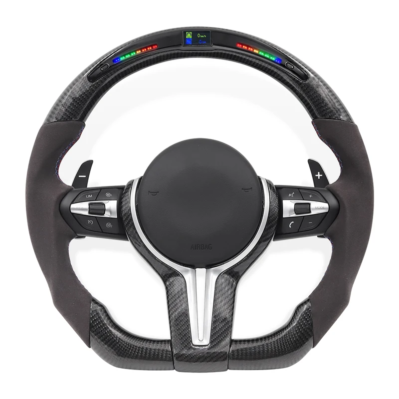 

For BMW F10 F30 F20 F34 F32 F33 F36 F22 F80 F82 F87 E60 E90 E91 E92 M3 M4 M5 M6 Steering Wheel LED Carbon Fiber Car Accessories