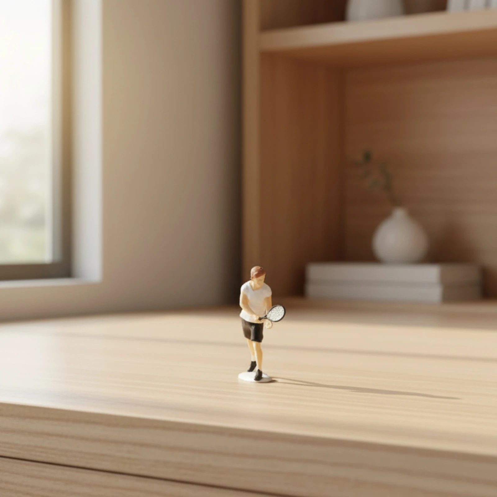 Miniature Tennis Player with Racket Detailed Tennis Player Figure Miniature Figure Model Realistic Diorama Piece Decorative