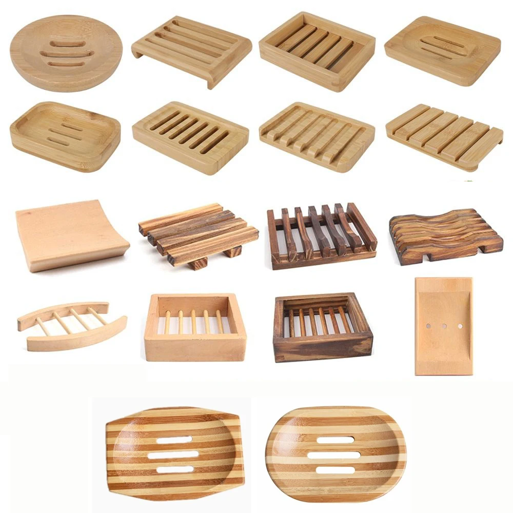 HOT Wooden Natural Bamboo Soap Dishes Tray Holder Storage Soap Rack Plate Box Container Portable Bathroom Soap Dish Storage Box