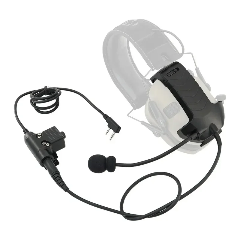 Tactical Microphone Headset Adapter with U94 PTT Y Cable Kit Compatible with Walker's Razor Hunting Airsoft Shooting Headphones