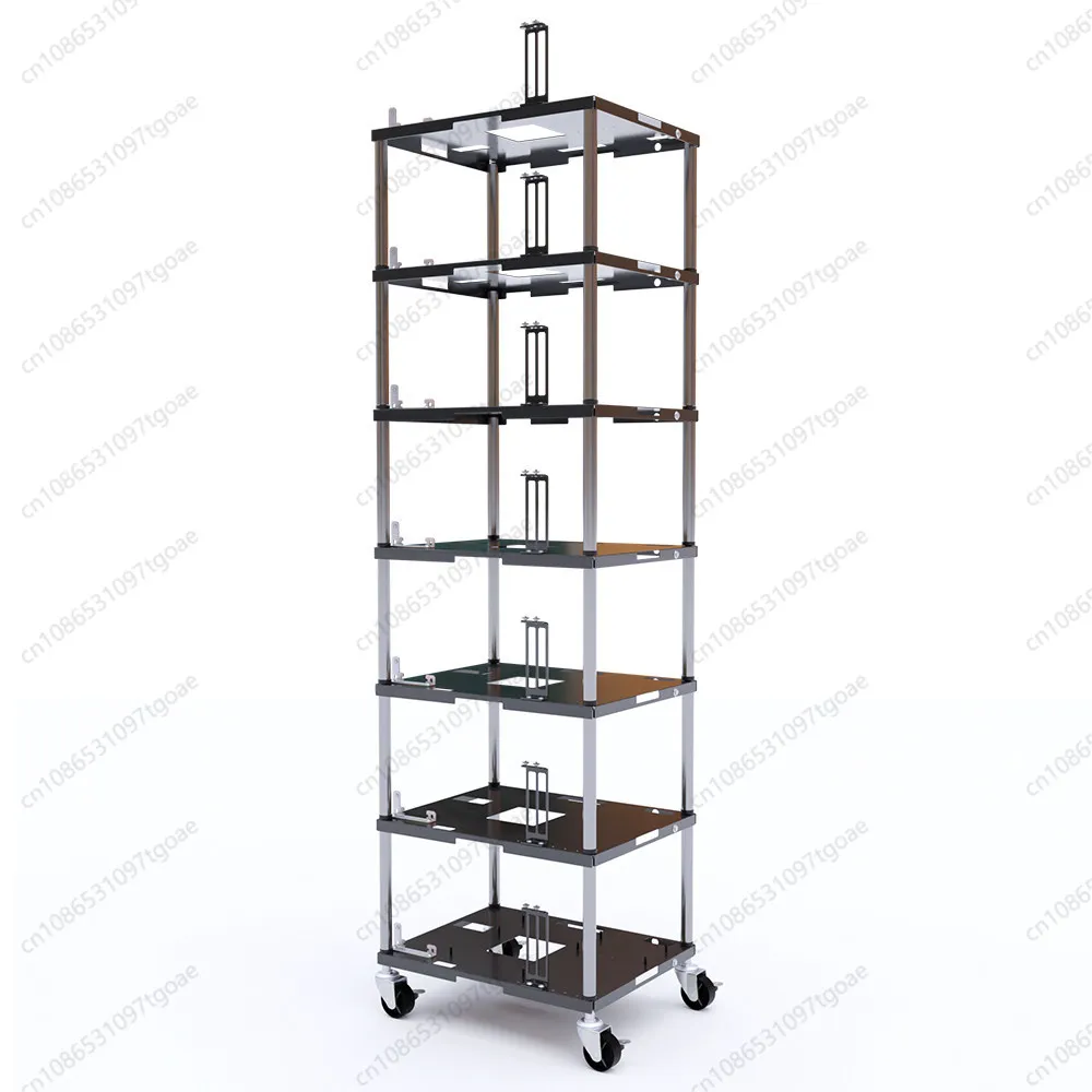 Multi-Layer Stackable Mobile Open Air PC Test Rack With Wheels 3/5 Layers Optional For Studio Server Multi Computer Hardware