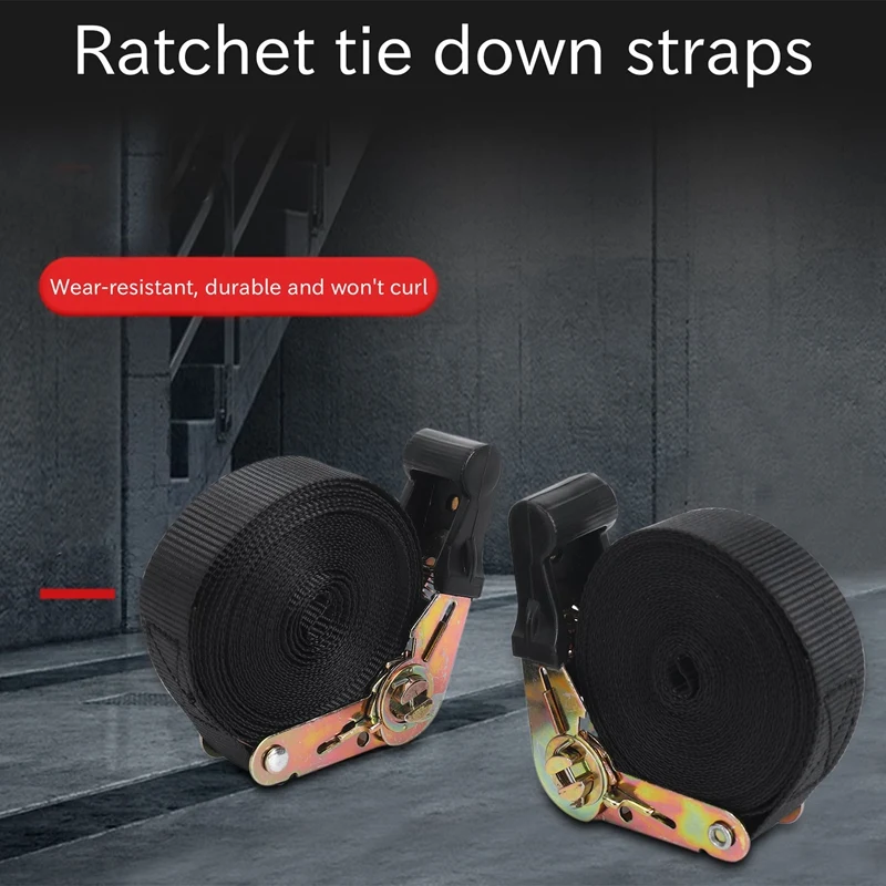 2er-Pack 20 Fuß Ratschen-Bindegurte, 6 m x 25 mm, endloser Ratschenriemen, robuster Nockenschnallenriemen für Motorräder, Autos