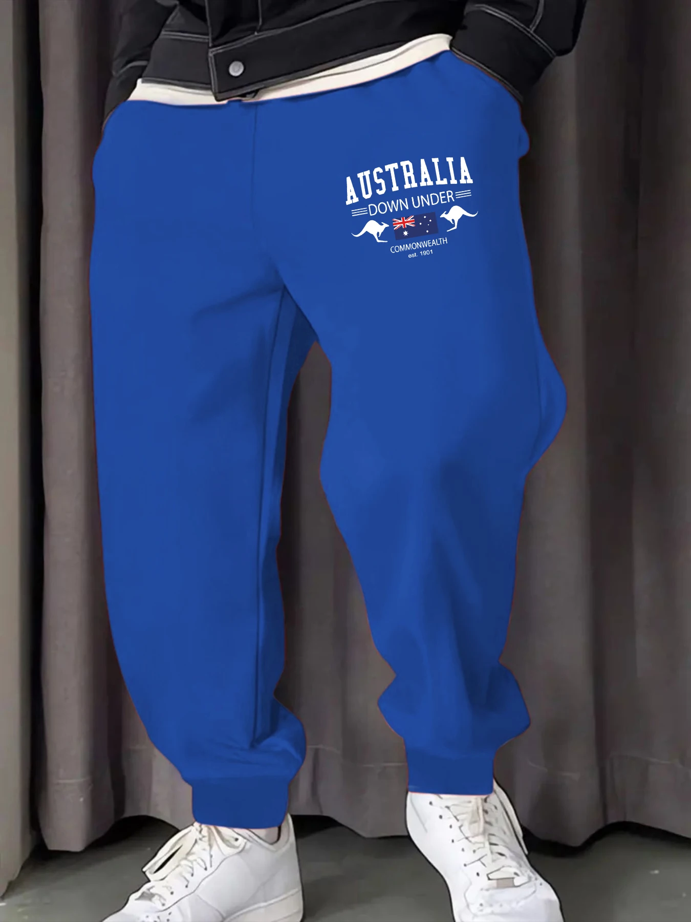 

Australia Down Under Printing Man Sweatpants Pocket Comfy Long Pants Comfortable Basic Trousers Y2K Elastic Waist All-Match Pant