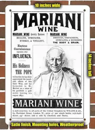 Metal Sign - 1899 Pope Leo for Mariani Wine- 10x14 inches