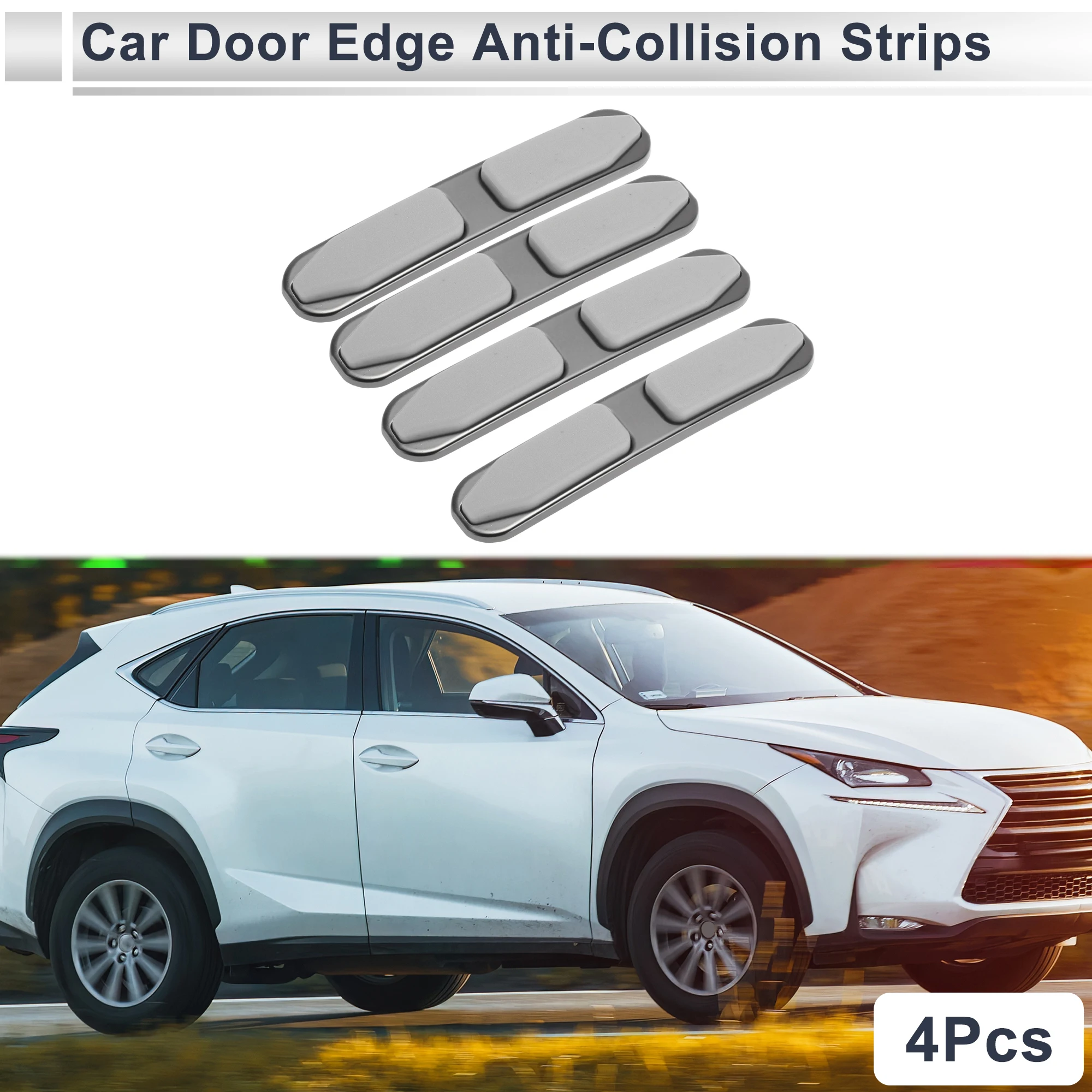

UXCELL Car Door Guard Protector 10.5x2cm Anti-Collision Scratch Protector Edge Trim Strip with Double-Sided Tape Exterior Parts