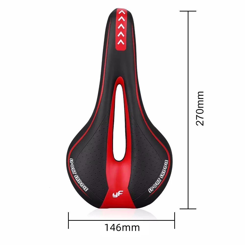 Mountain Road Bike Seat Comfortable Soft Cycling Cushion Exercise Bike Saddle PU Leather Gel Filled Shockproof Bicycle Saddle