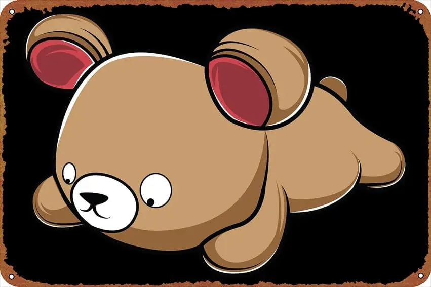 Bear Laying Zoo Keeper Gif Poster Vintage Cute Metal Sign Gift Retro Novelty Cafe Store Garage Tin Signs8x12 Inch