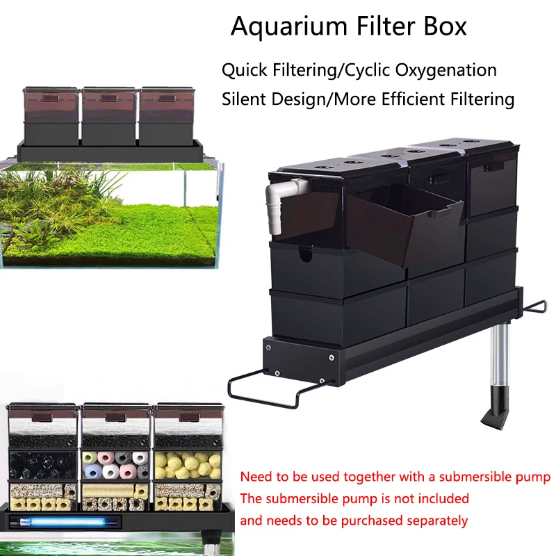 Fish Tank Top Drip Filter Box Plastic Filter Dry and Wet Separation Silent External Top Filter Box Aquarium Drip Accessories